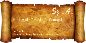 Szigyártó Ahmed névjegykártya